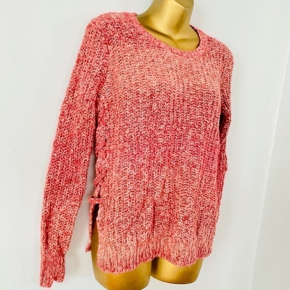 Lucky Brand boho chunky knit sweater size small red distressed - Picture 3 of 4